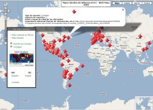 Mapa coletivo de Influenza H1N1. Clique para acessar o site.